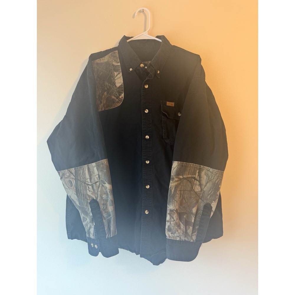 Sportsman Warehouse Outfitters Camo Hunting Shirt XL Black Button Up‎ Shooting